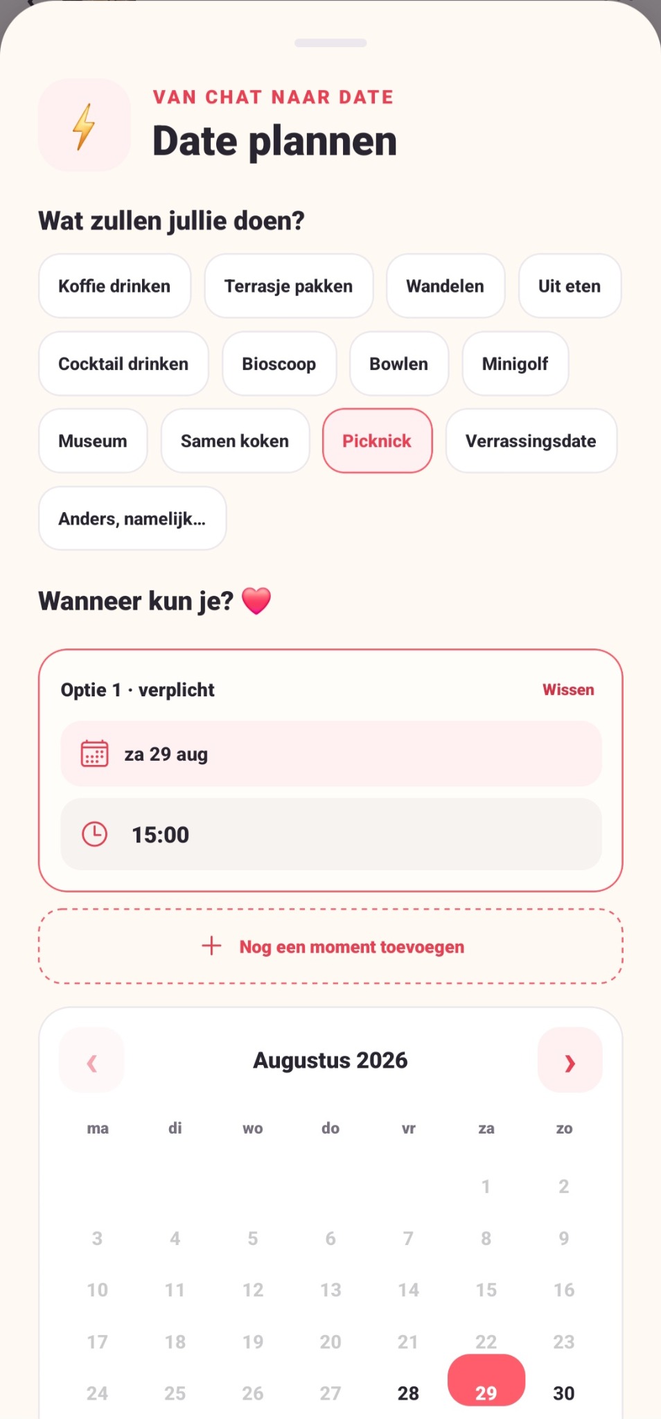 Een date plannen in Knetter